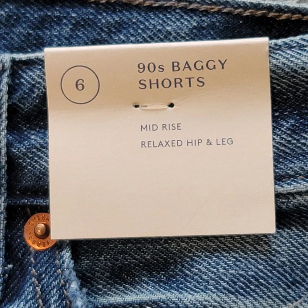 NWT‎ Universal Thread 90s Baggy Shorts Women 6 Mid Rise Button Fly Raw Hem Denim